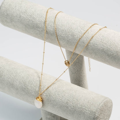 Double Chain Necklace with Geometric Pendants by HitMyNeed