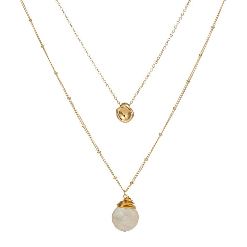 Double Chain Necklace with Geometric Pendants by HitMyNeed