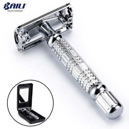 Double Edge Razor with Mirrored Travel Case by HitMyNeed