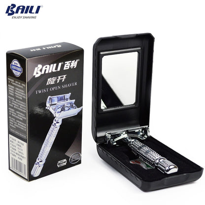 Double Edge Razor with Mirrored Travel Case by HitMyNeed