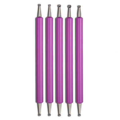 Double-Ended Nail Art Dotting Tool Set (5pcs) purple by HitMyNeed