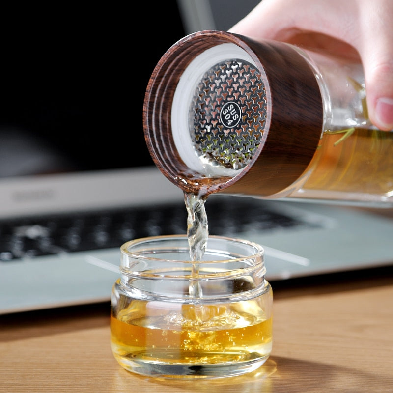 Double Glass Tea Infuser Bottle with Cup, 380ml by HitMyNeed