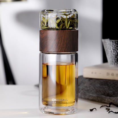 Double Glass Tea Infuser Bottle with Cup, 380ml by HitMyNeed