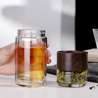 Double Glass Tea Infuser Bottle with Cup, 380ml by HitMyNeed