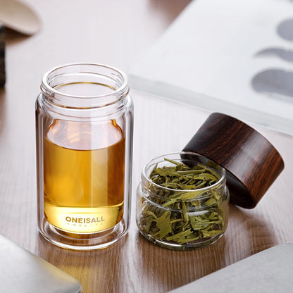 Double Glass Tea Infuser Bottle with Cup, 380ml by HitMyNeed