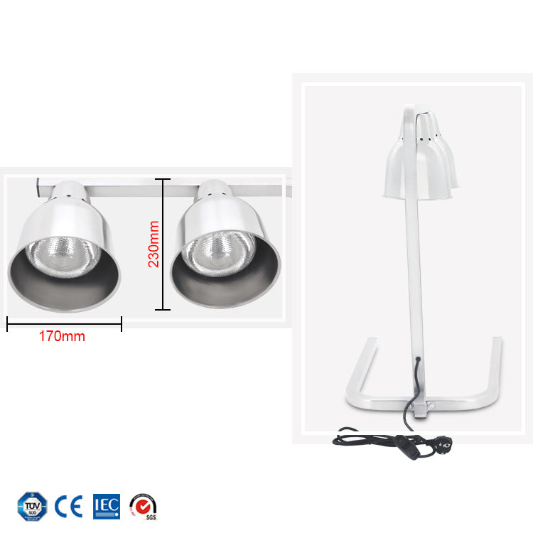 Double-Head Food Heat Lamp Stainless Steel 1000W by HitMyNeed