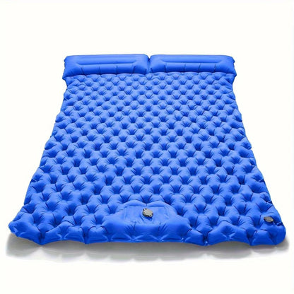 Double Inflatable Camping Mattress with Pillow Pump blue by HitMyNeed