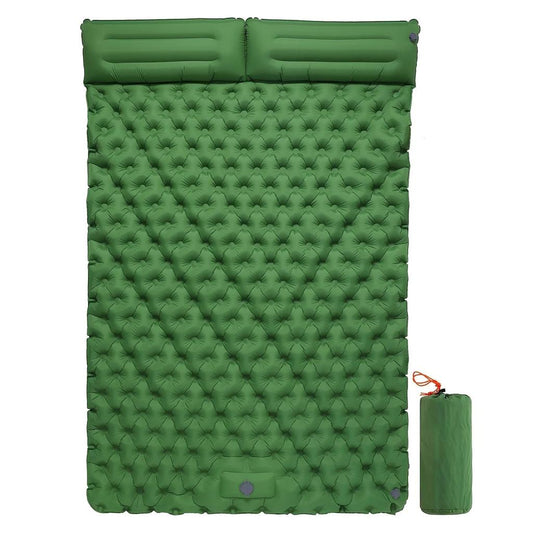 Double Inflatable Camping Mattress with Pillow Pump green by HitMyNeed