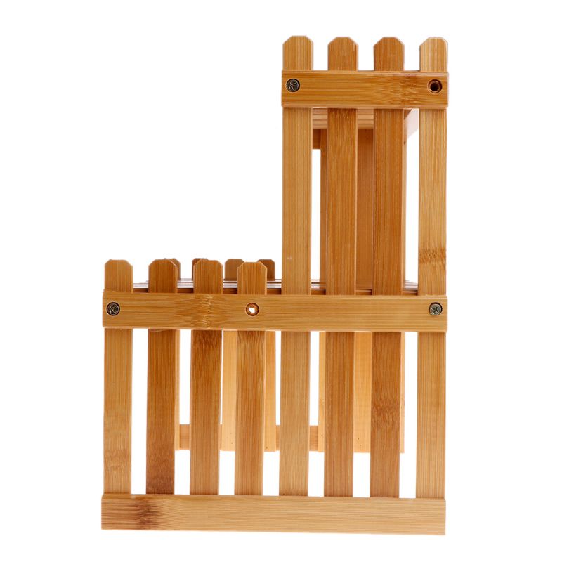 Double Layer Bamboo Wooden Flower Rack Stand by HitMyNeed