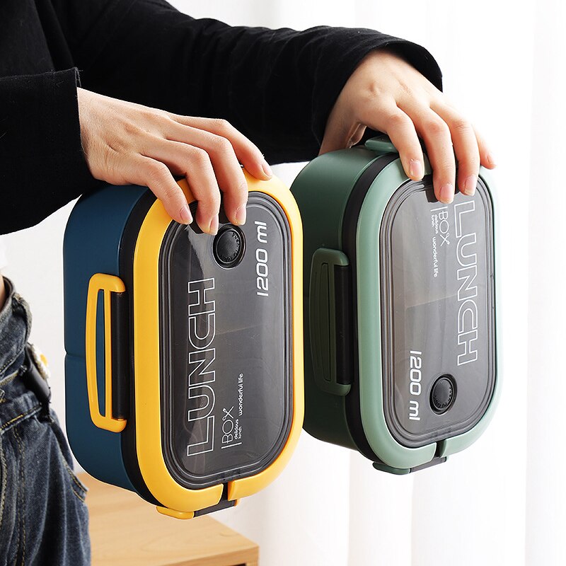 Double Layer Microwave Lunch Box with Cutlery by HitMyNeed