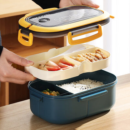 Double Layer Microwave Lunch Box with Cutlery by HitMyNeed