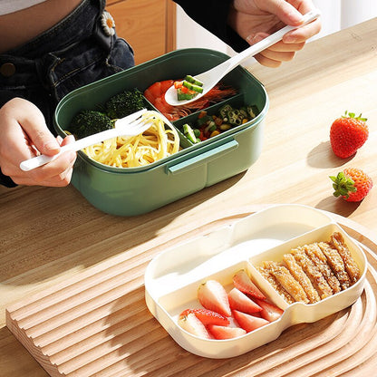 Double Layer Microwave Lunch Box with Cutlery by HitMyNeed