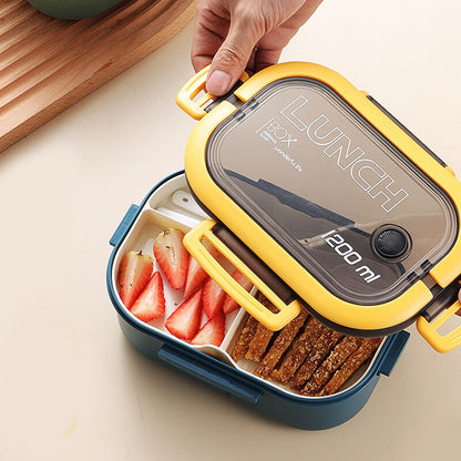 Double Layer Microwave Lunch Box with Cutlery by HitMyNeed