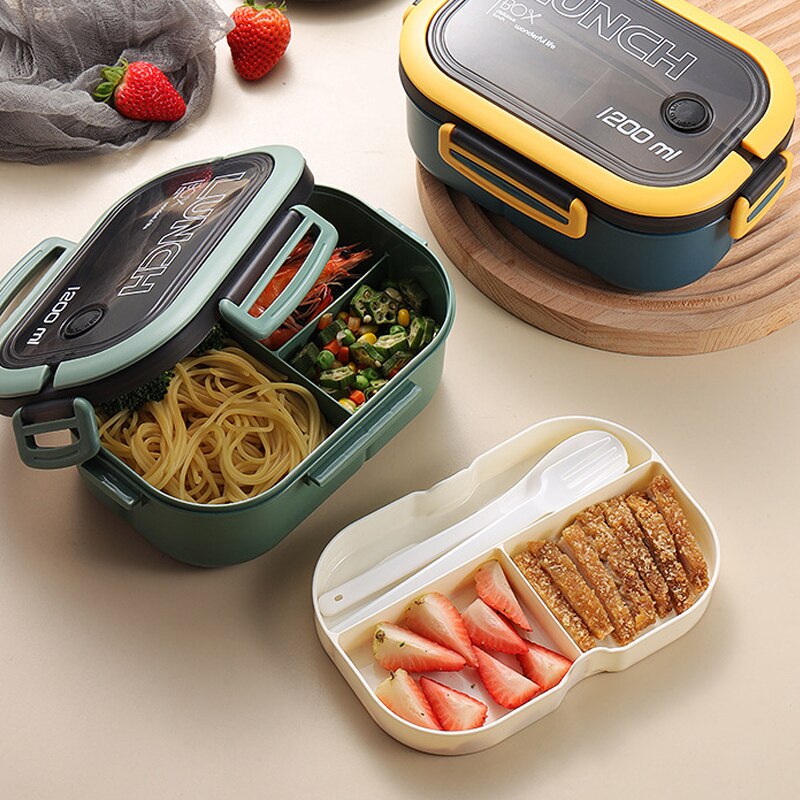 Double Layer Microwave Lunch Box with Cutlery by HitMyNeed