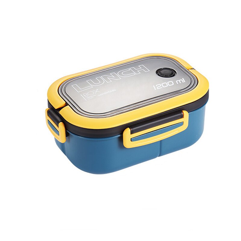 Double Layer Microwave Lunch Box with Cutlery blue-g801b by HitMyNeed