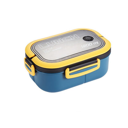 Double Layer Microwave Lunch Box with Cutlery blue-g801b by HitMyNeed