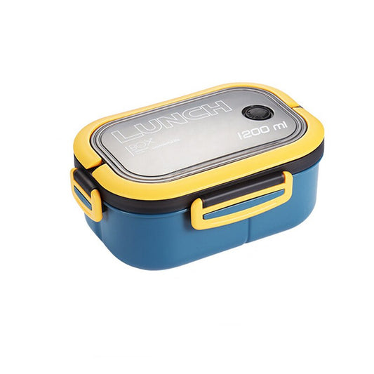 Double Layer Microwave Lunch Box with Cutlery blue-g801b by HitMyNeed