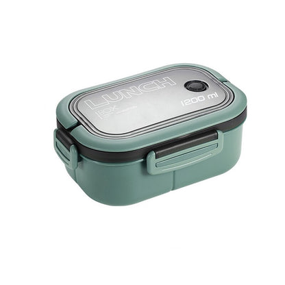 Double Layer Microwave Lunch Box with Cutlery green-g801a by HitMyNeed