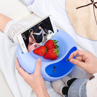 Double Layer Snack Bowl with Phone Holder Stand by HitMyNeed