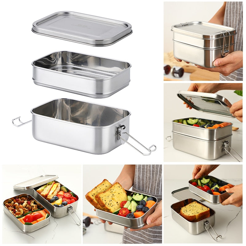 Double Layer Stainless Steel Bento Lunch Box 1400ml by HitMyNeed