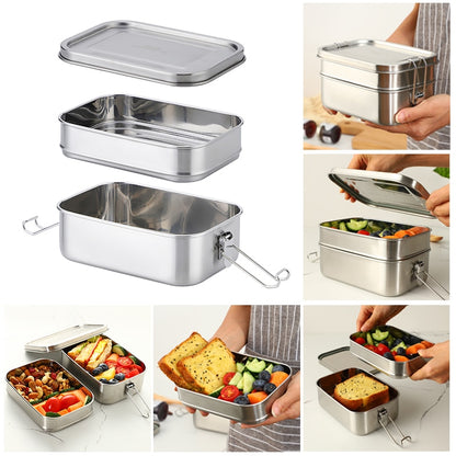 Double Layer Stainless Steel Bento Lunch Box 1400ml by HitMyNeed