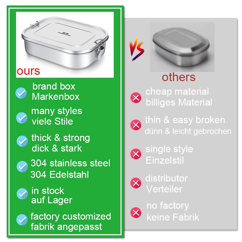 Double Layer Stainless Steel Bento Lunch Box 1400ml by HitMyNeed