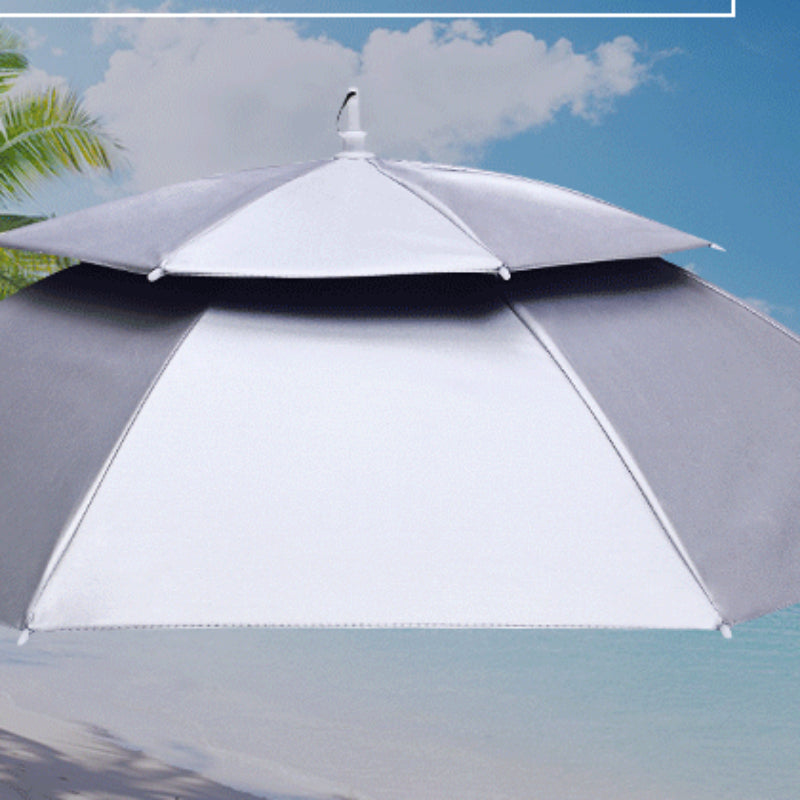Double Layer UV Resistant Fishing Umbrella Hat double-silver-glue by HitMyNeed