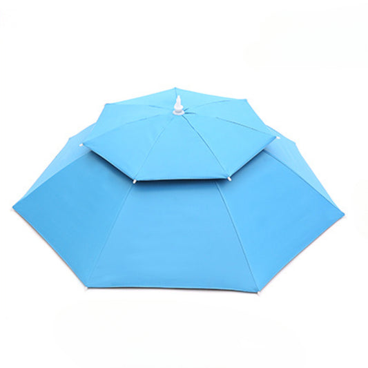 Double Layer UV Resistant Fishing Umbrella Hat lake-blue-vinyl by HitMyNeed