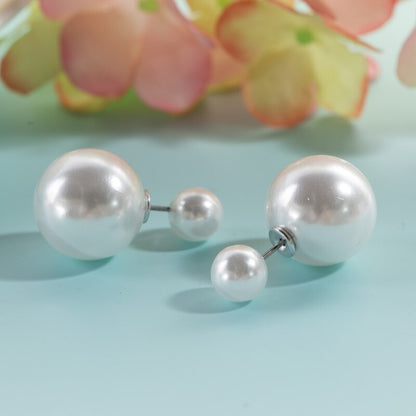 Double Pearl Stud Earrings Set, 4 Pairs by HitMyNeed
