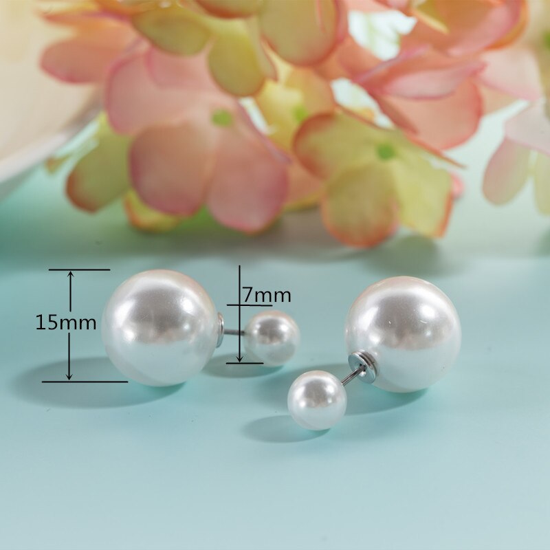 Double Pearl Stud Earrings Set, 4 Pairs by HitMyNeed