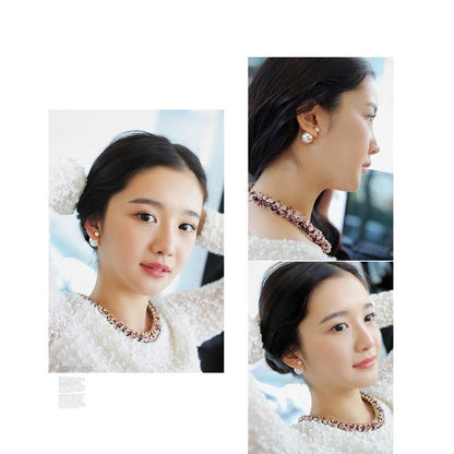 Double Pearl Stud Earrings Set, 4 Pairs by HitMyNeed
