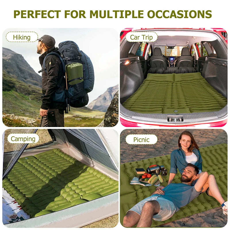 Double Self-Inflating Camping Sleeping Pad with Pillow by HitMyNeed