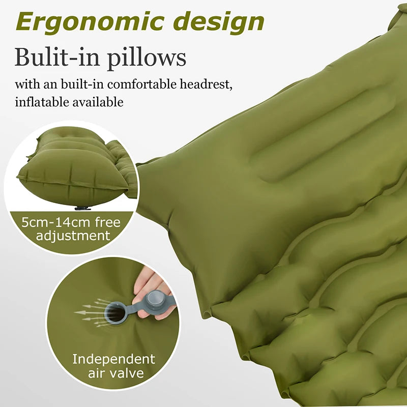 Double Self-Inflating Camping Sleeping Pad with Pillow by HitMyNeed