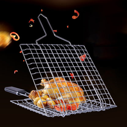 Double-Sided BBQ Grill Net with Wooden Handle by HitMyNeed
