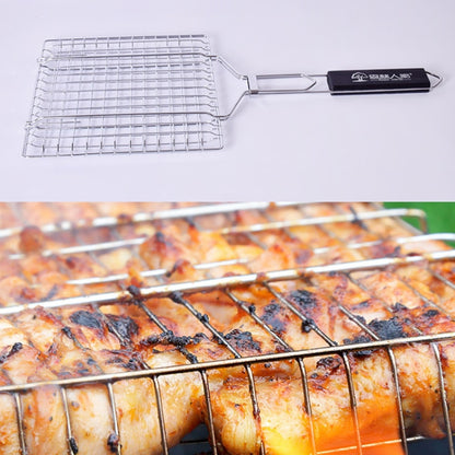 Double-Sided BBQ Grill Net with Wooden Handle by HitMyNeed