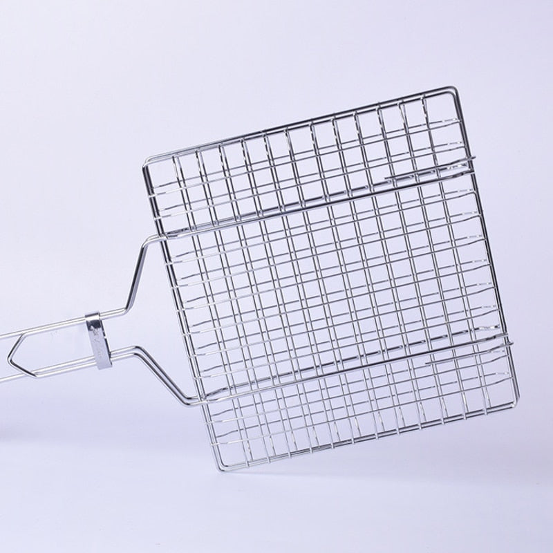 Double-Sided BBQ Grill Net with Wooden Handle by HitMyNeed