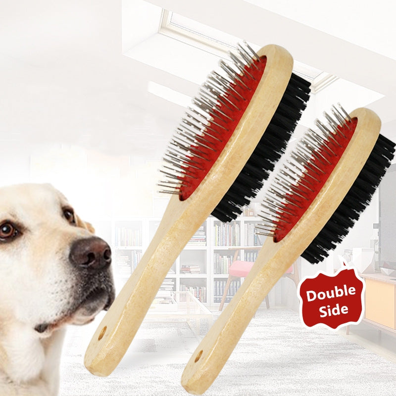 Double Sided Dog Brush with Wooden Handle by HitMyNeed