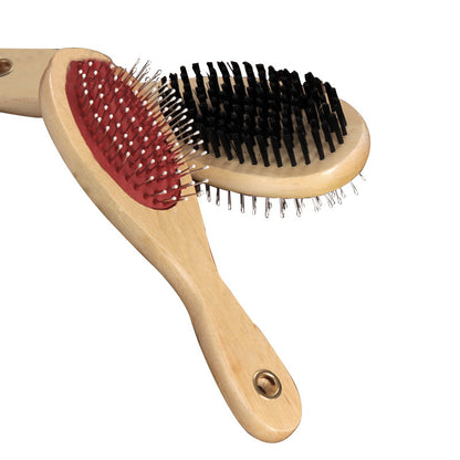 Double Sided Dog Brush with Wooden Handle S:17.5 cm x 5 cm by HitMyNeed