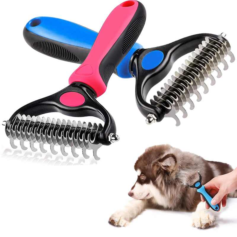 Double-Sided Dog & Cat Deshedding and Dematting Brush by HitMyNeed