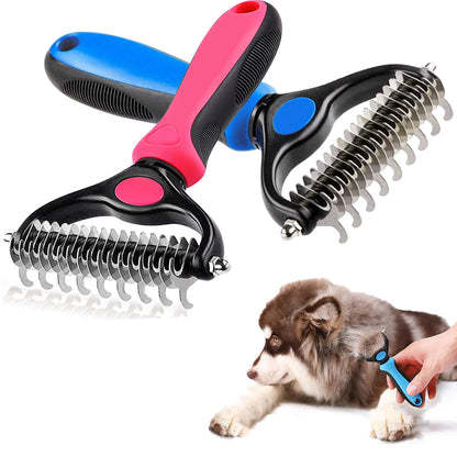 Double-Sided Dog & Cat Deshedding and Dematting Brush by HitMyNeed