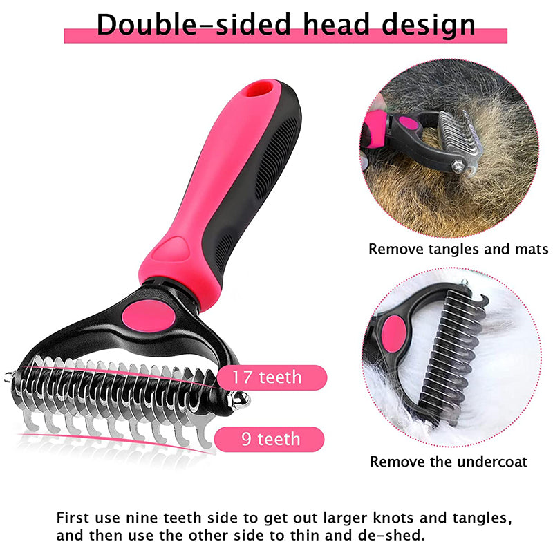 Double-Sided Dog & Cat Deshedding and Dematting Brush by HitMyNeed