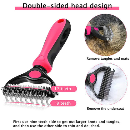 Double-Sided Dog & Cat Deshedding and Dematting Brush by HitMyNeed