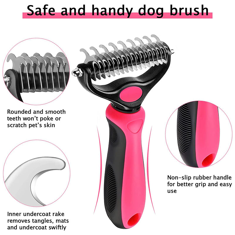 Double-Sided Dog & Cat Deshedding and Dematting Brush by HitMyNeed