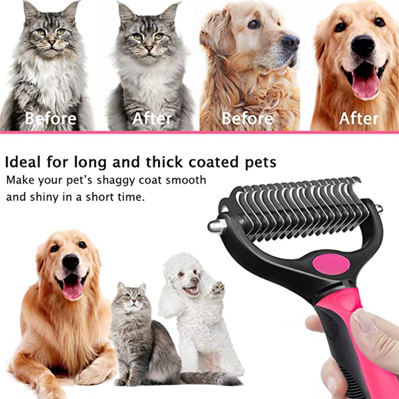 Double-Sided Dog & Cat Deshedding and Dematting Brush by HitMyNeed