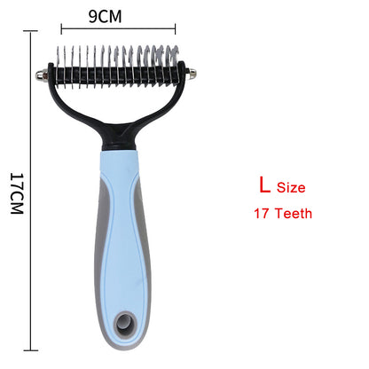 Double-Sided Dog & Cat Deshedding and Dematting Brush a-blue-l by HitMyNeed
