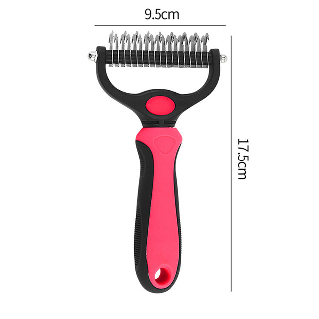 Double-Sided Dog & Cat Deshedding and Dematting Brush b-red-l by HitMyNeed