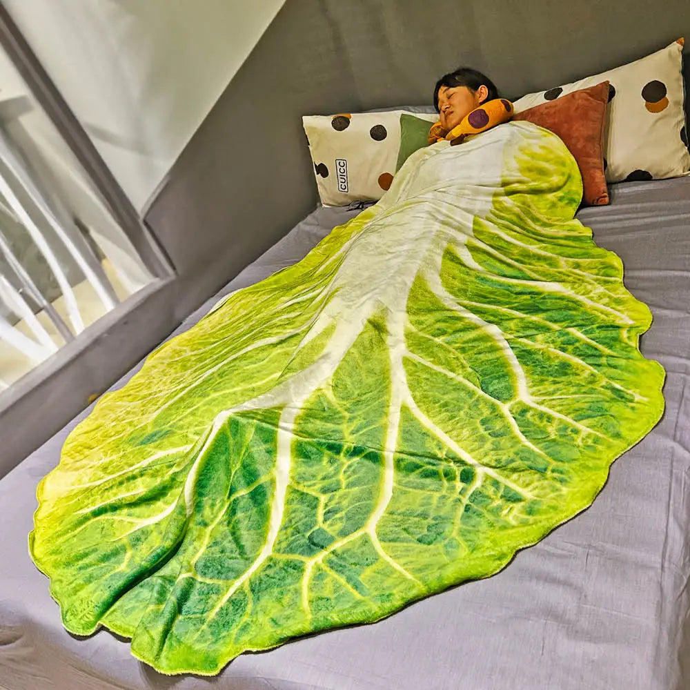 Double-Sided Flannel Cabbage Throw Blanket by HitMyNeed