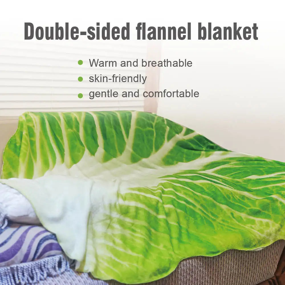 Double-Sided Flannel Cabbage Throw Blanket by HitMyNeed