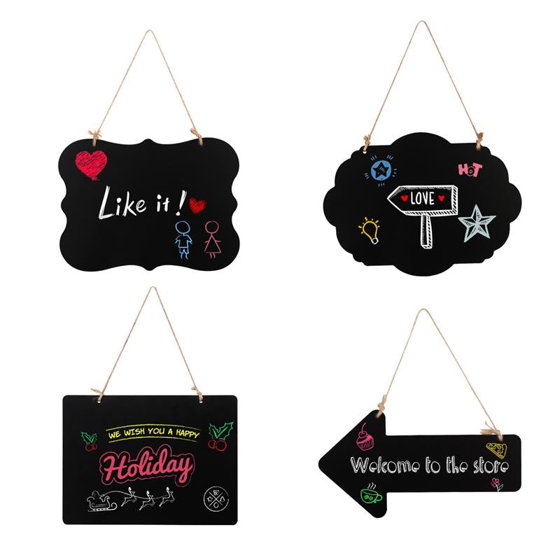Double-Sided Hanging Chalkboard Sign Set (4-Pack) by HitMyNeed