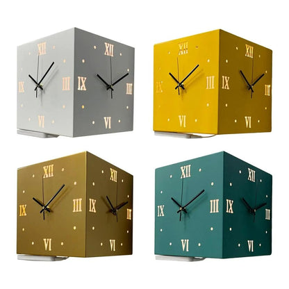 Double-Sided Minimalist Square Wall Clock, Silent by HitMyNeed